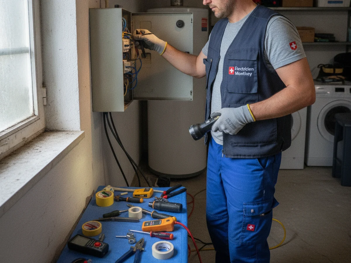 Électricien intervenant en urgence sur un tableau électrique à Monthey